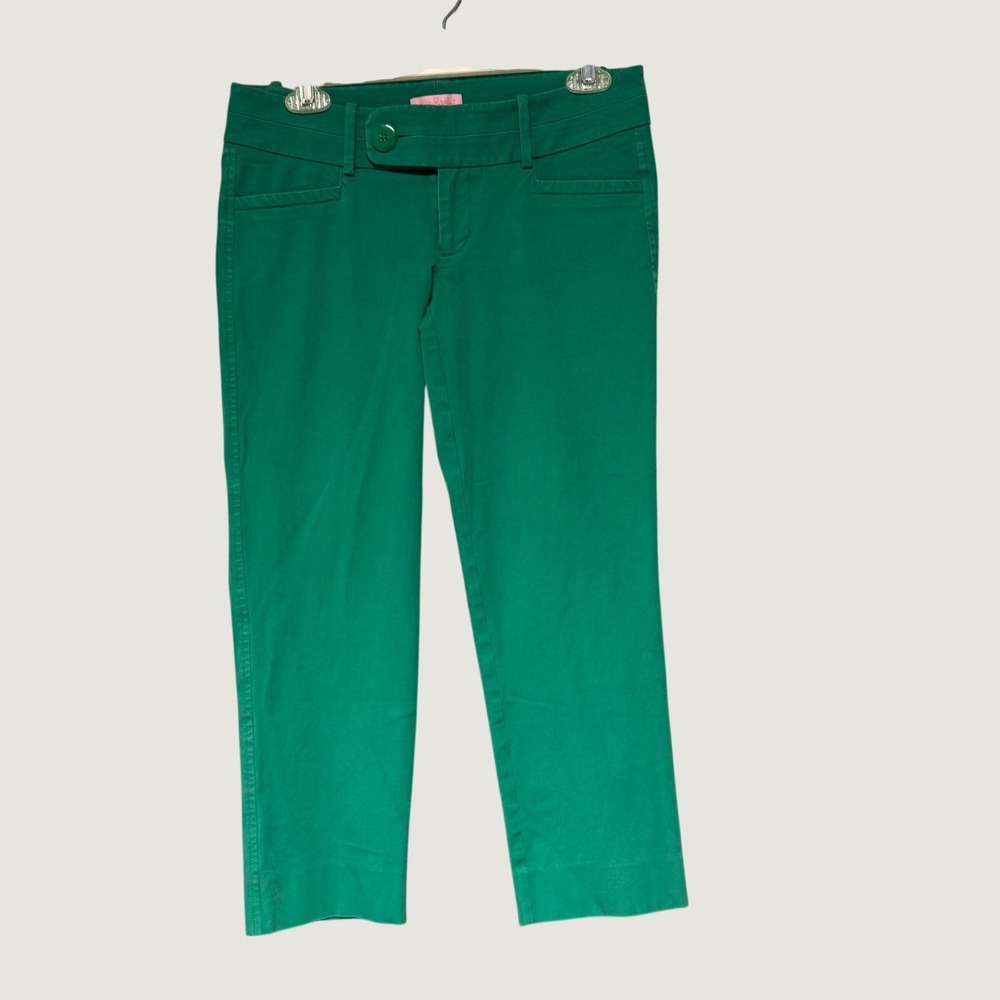 Lilly Pulitzer Women Skinny Ankle Pants Kelly Green Size 4 Stretch Cotton Blend